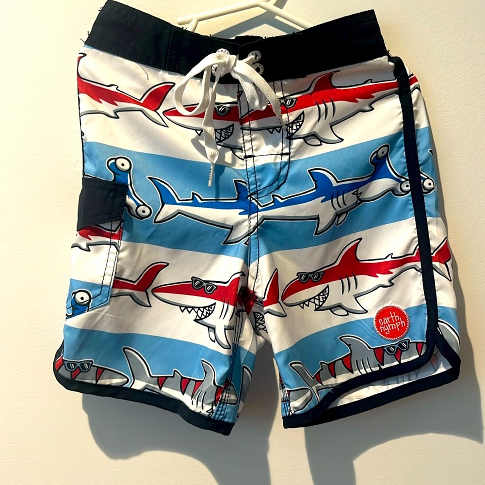 Earth Nymph shark board shorts.  Size 4-5